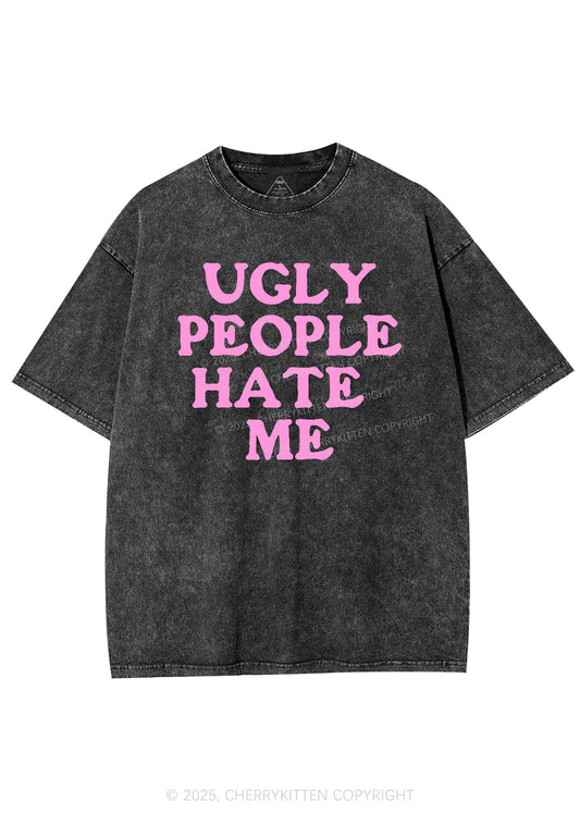 Ugly People Hate Me Y2K Shirts Washed Tee Cherrykitten
