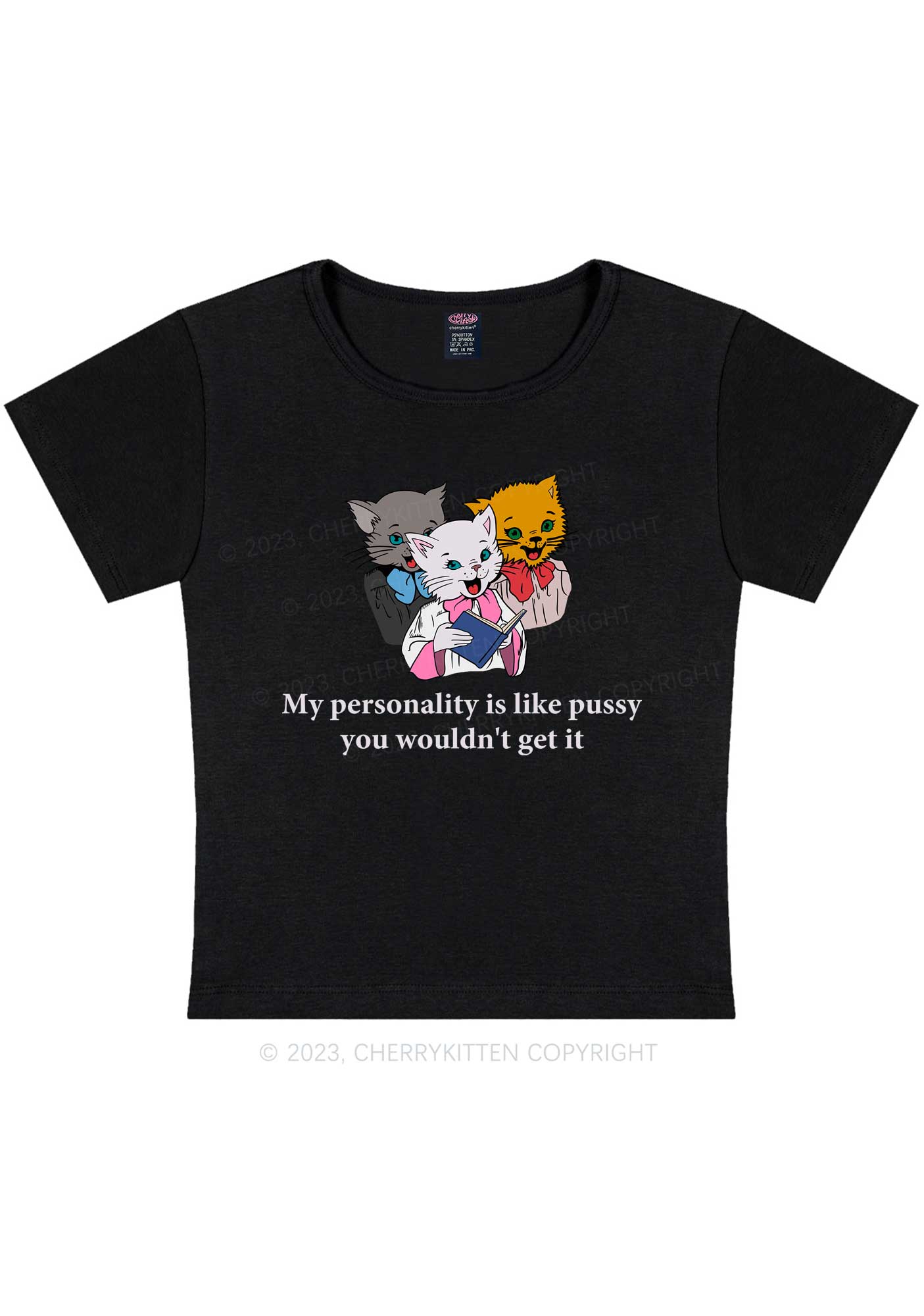 Personality Like Puxxy Y2K Baby Tee Cherrykitten