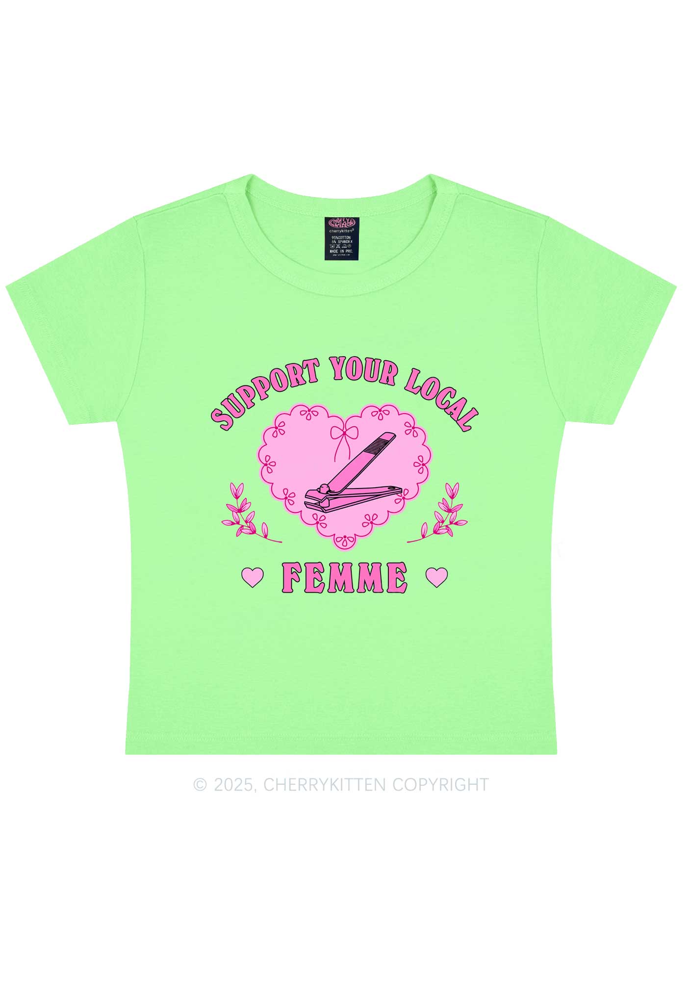 Support Your Local Femme Y2K Baby Tee Cherrykitten