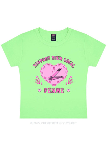 Support Your Local Femme Y2K Baby Tee Cherrykitten