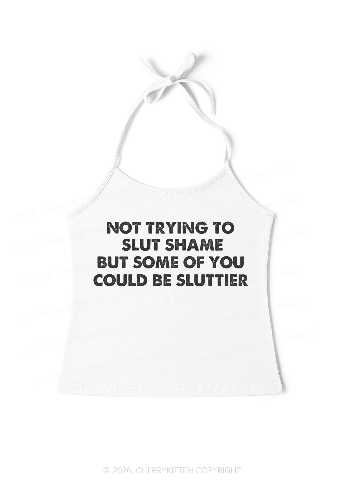 Not Trying To Slxt Shame Y2K Halter Neck Cami Cherrykitten