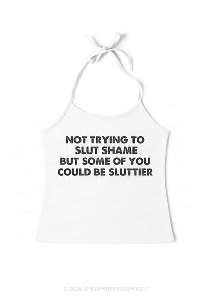 Not Trying To Slxt Shame Y2K Halter Neck Cami Cherrykitten