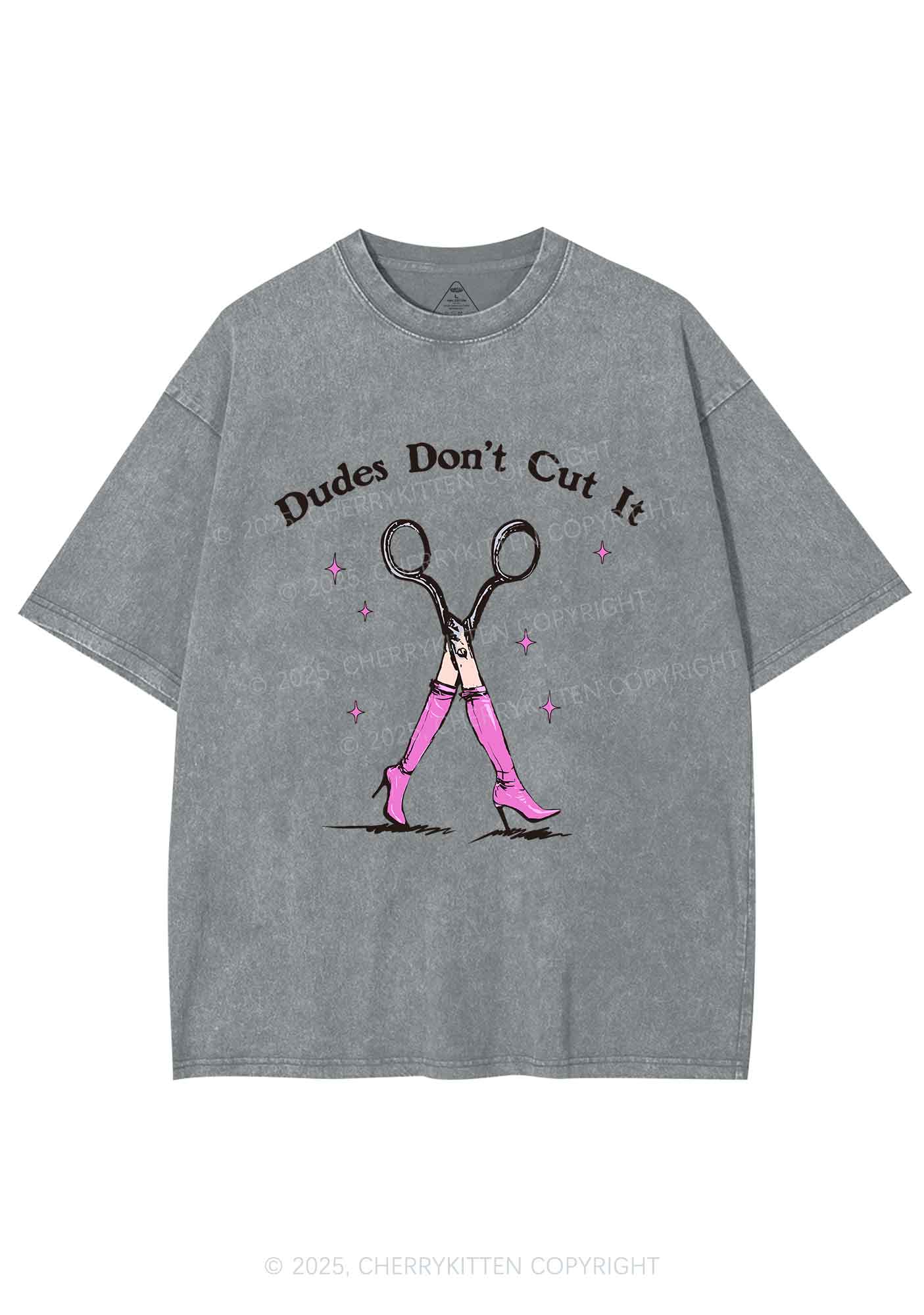 Dudes Dont Cut It Y2K Shirts Washed Tee Cherrykitten