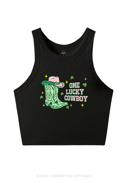 One Lucky Cowboy Boots St Patricks Y2K Crop Tank Top Cherrykitten