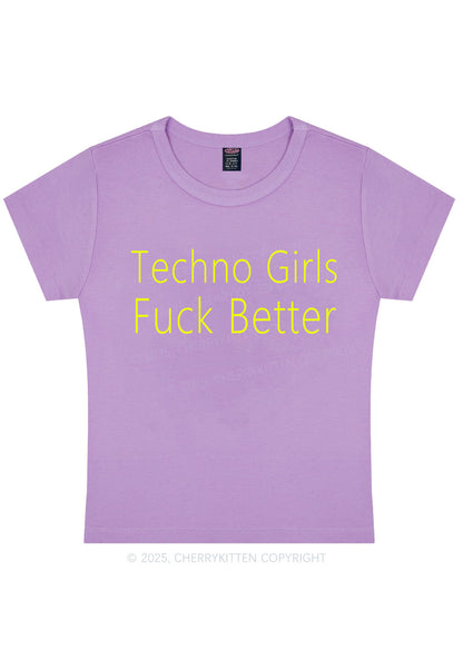 Techno Girls Fxxk Better Y2K Baby Tee Cherrykitten
