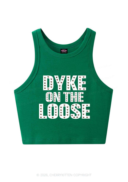 Dyke On The Loose Pride Y2K Crop Tank Top Cherrykitten
