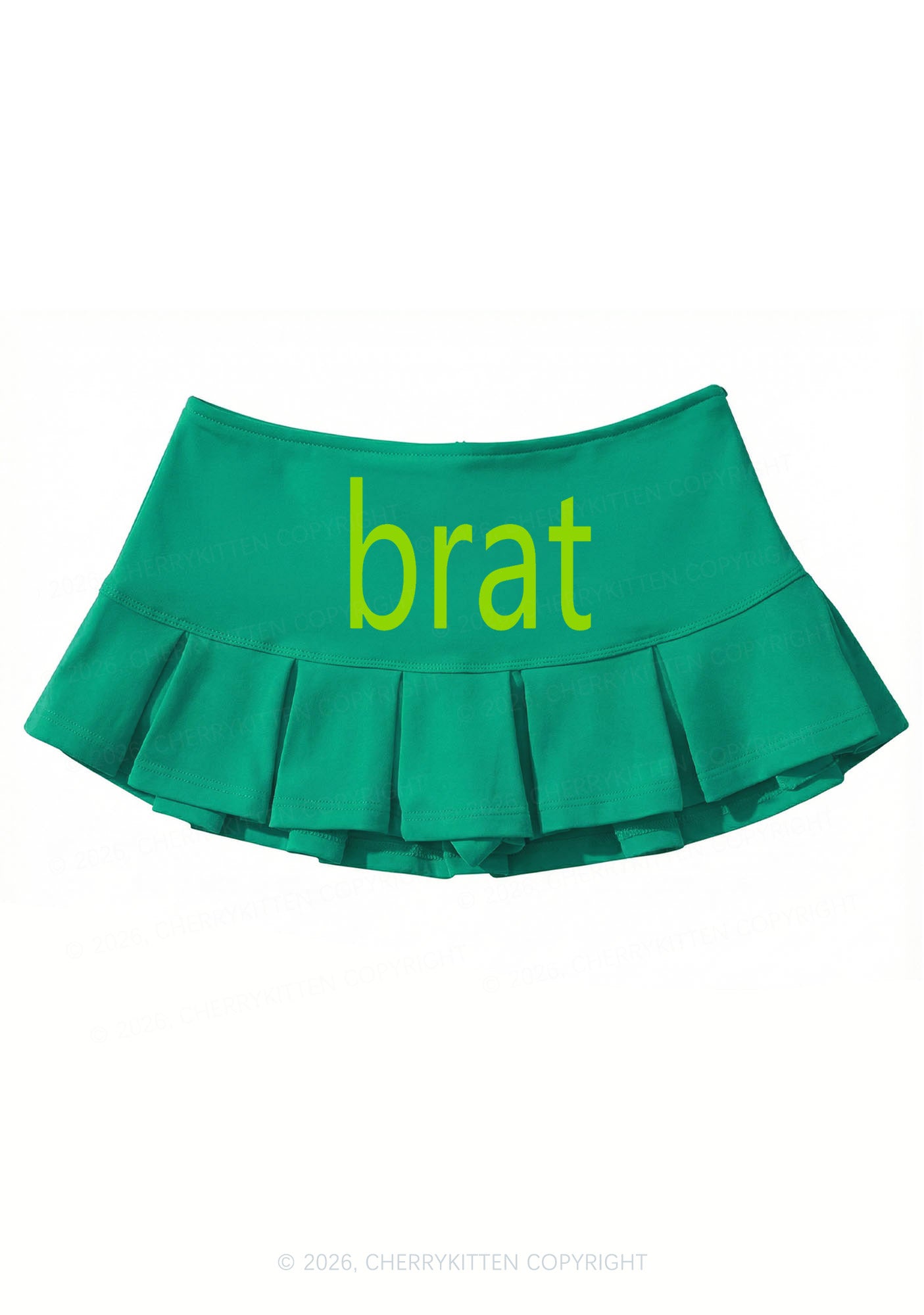 Green Brat Y2K Mini Pleated Skirts Cherrykitten