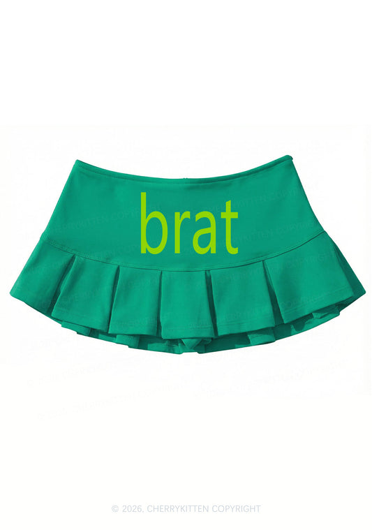 Green Brat Y2K Mini Pleated Skirts Cherrykitten