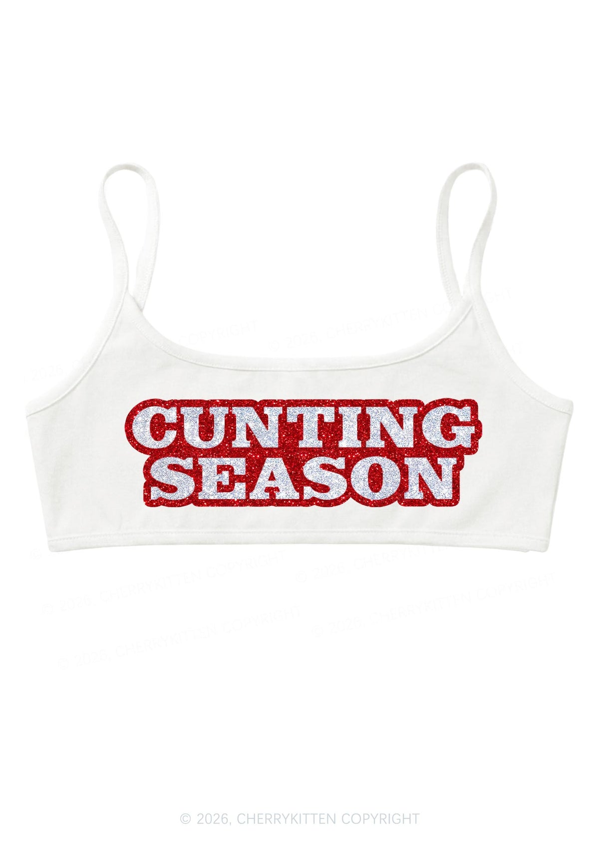Glitter Cxxting Season Y2K Super Crop Cami Cherrykitten