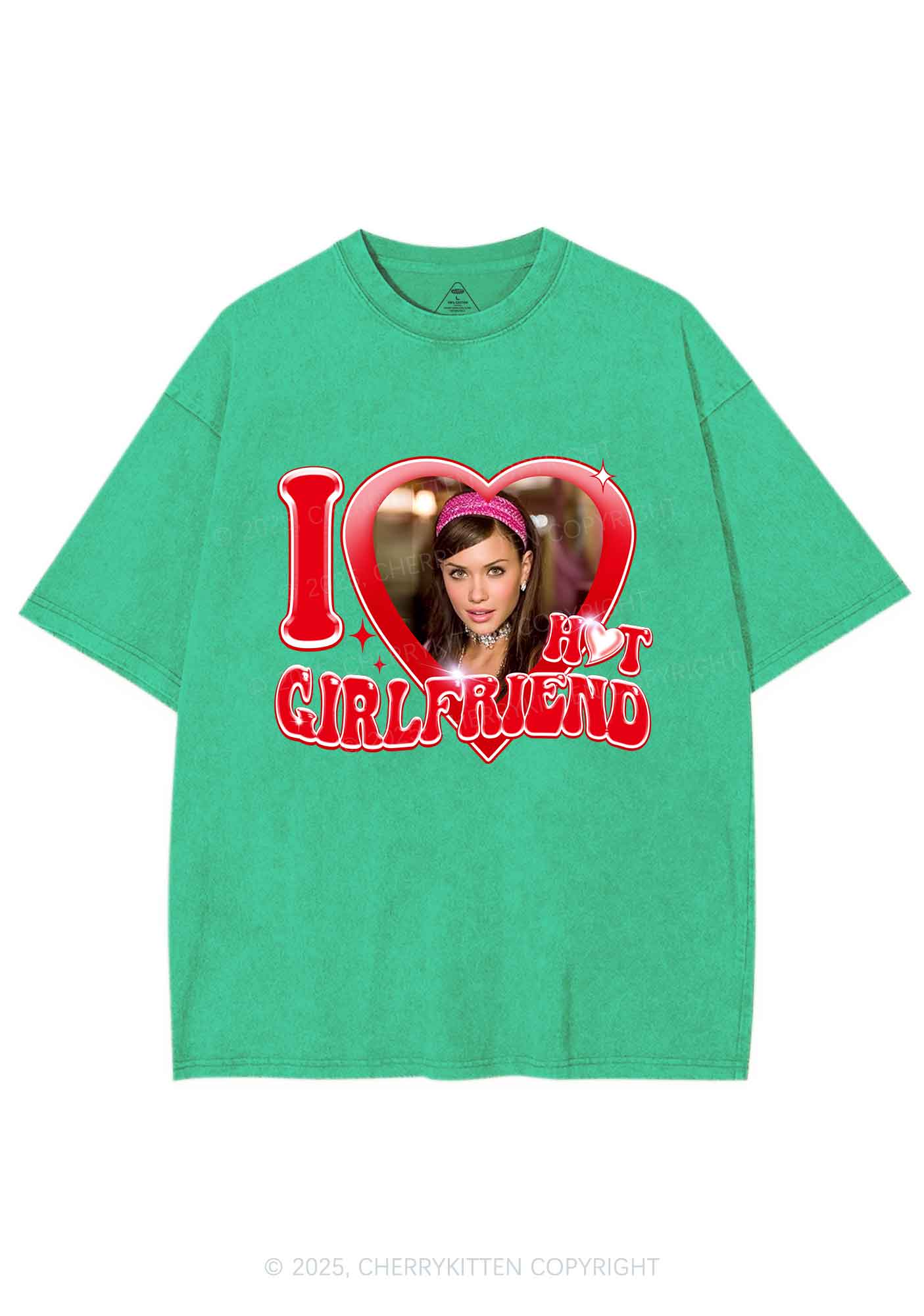 Custom I Love My Hot Girlfriend Y2K Shirts Washed Tee Cherrykitten