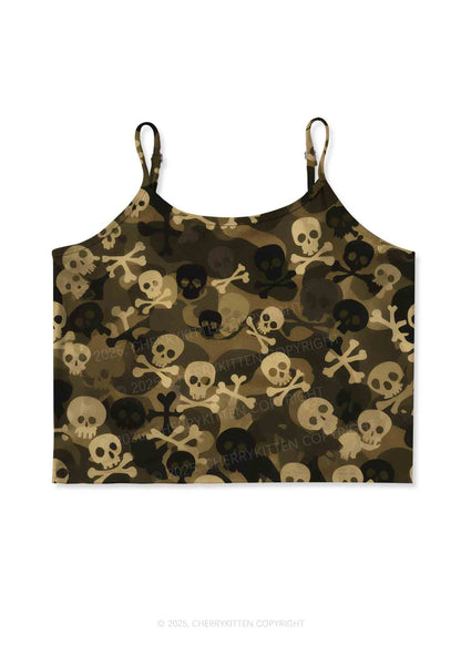 Halloween Camouflage Skulls Y2K Print Cami Crop Top Cherrykitten
