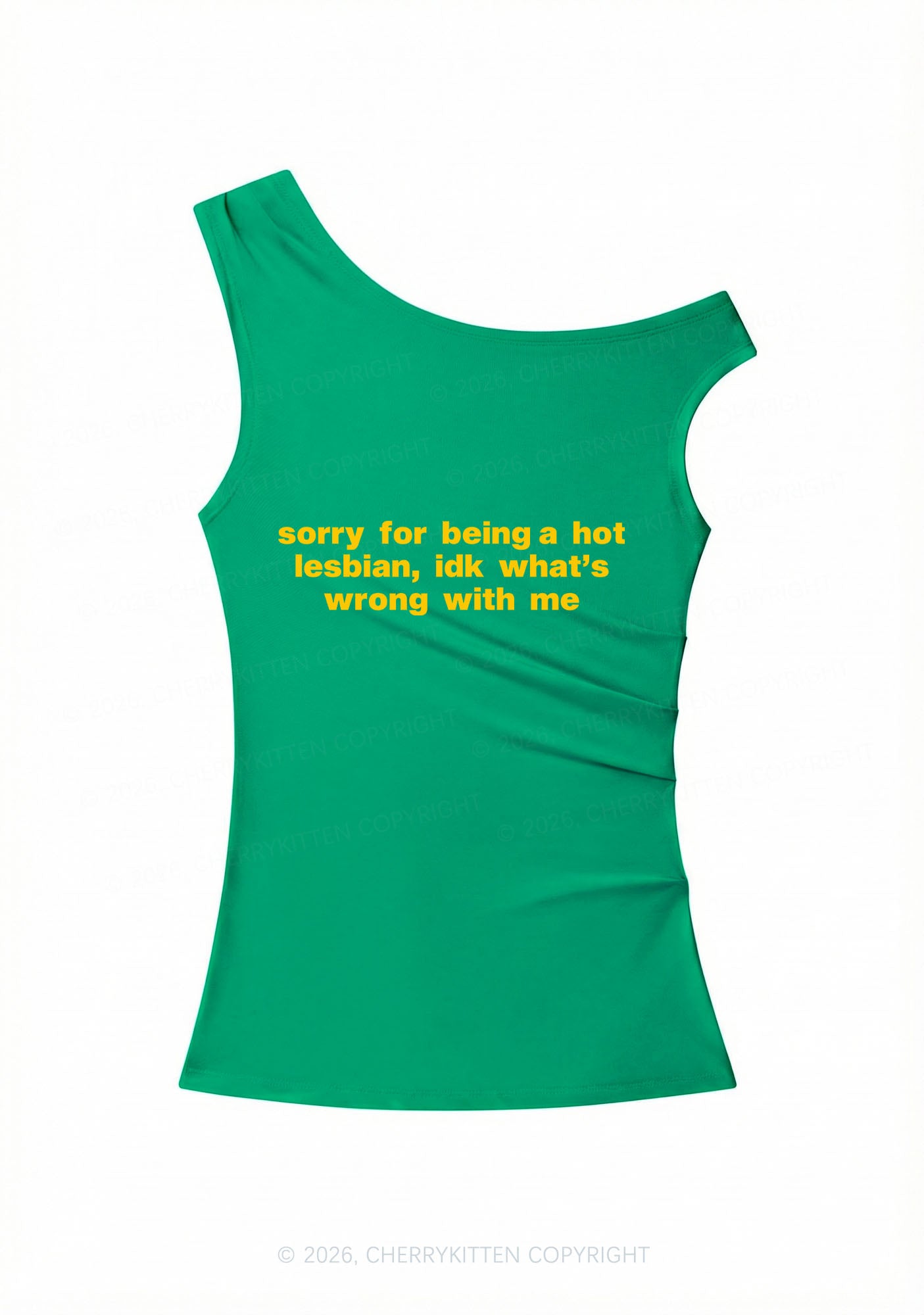 Sorry For Being Hot Lesbian Pride Y2K Off Shoulder Tank Top Cherrykitten