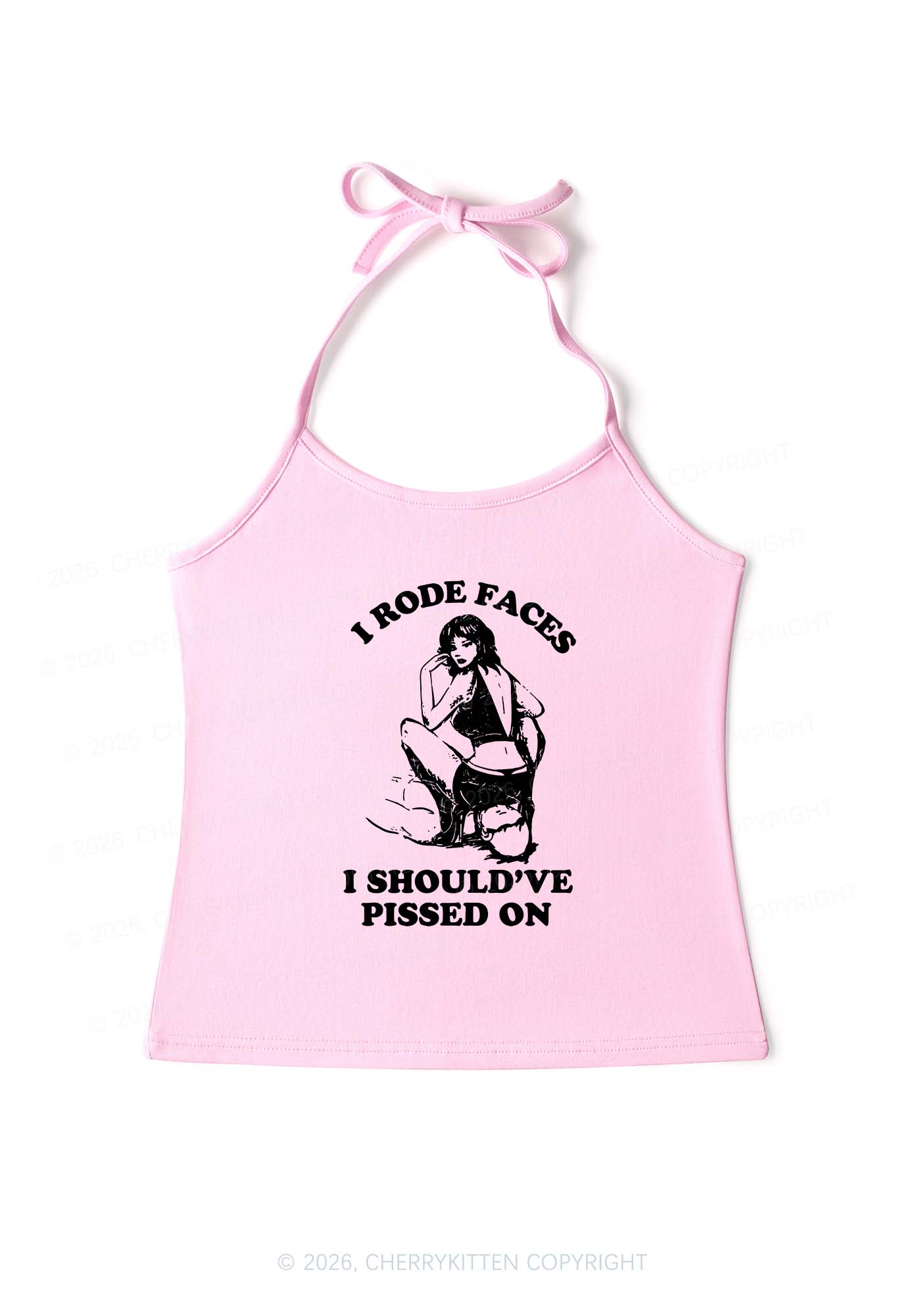 I Rode Faces Y2K Halter Neck Cami Cherrykitten