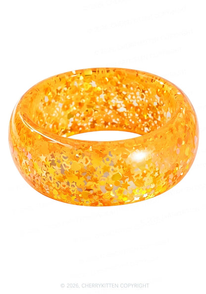 Glitter Sequins Jelly Color Y2K Cuff Bangle Cherrykitten
