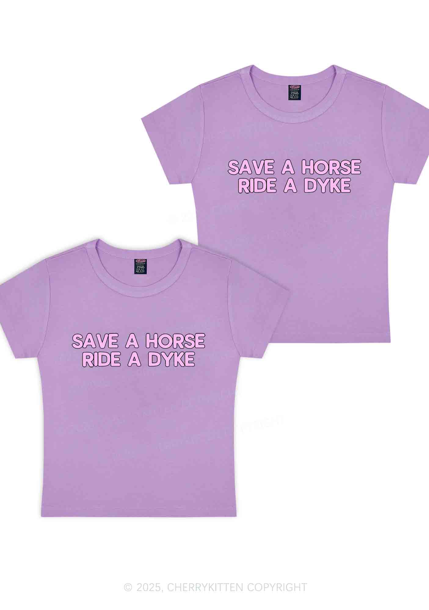 Save Horse Ride Dyke Y2K Valentine's Day Baby Tee Cherrykitten