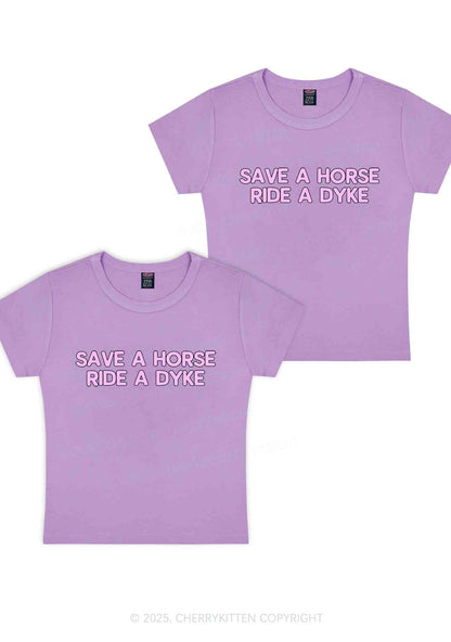 Save Horse Ride Dyke Y2K Valentine's Day Baby Tee Cherrykitten