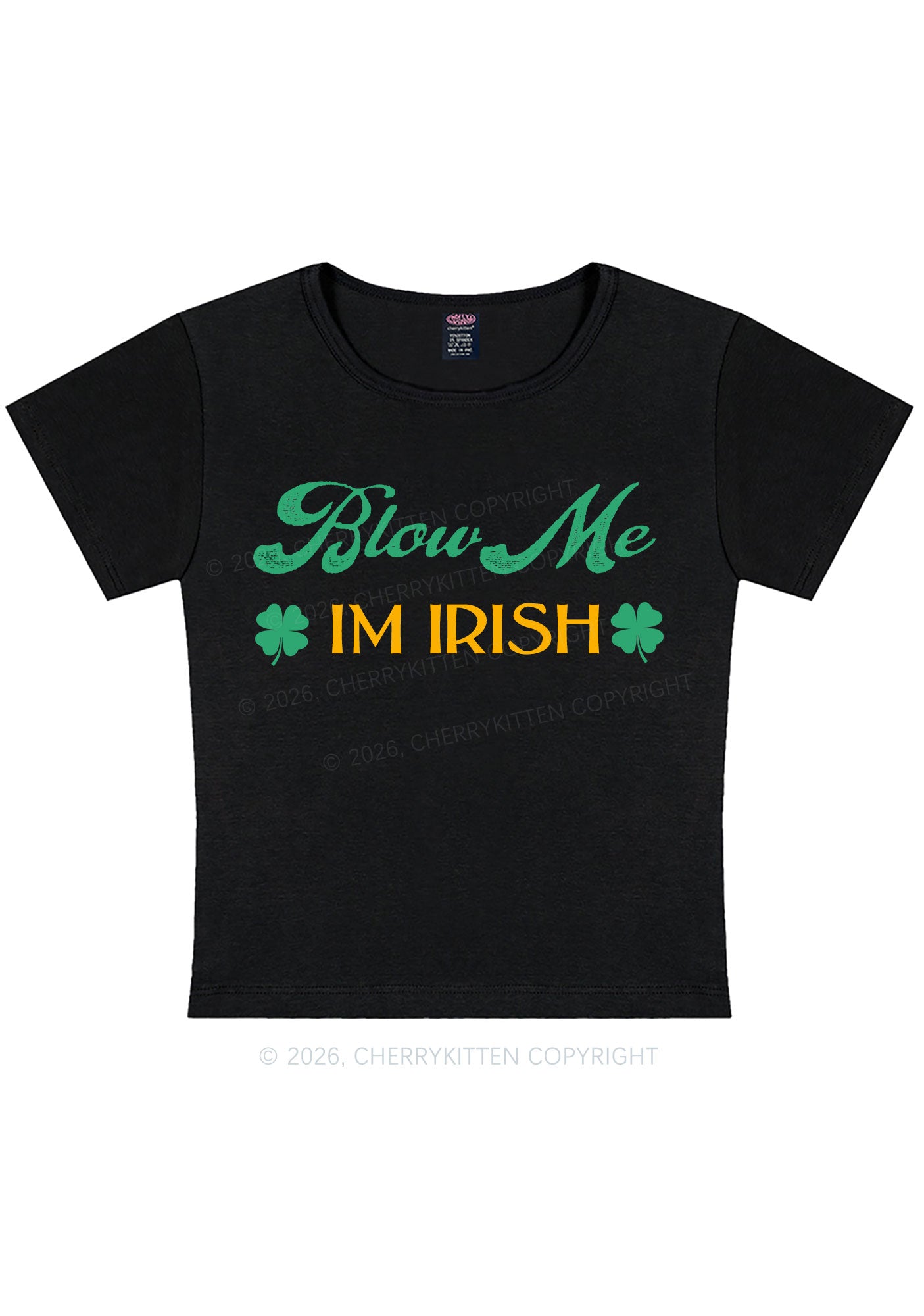 Blow Me Im Irish St Patricks Y2K Baby Tee Cherrykitten