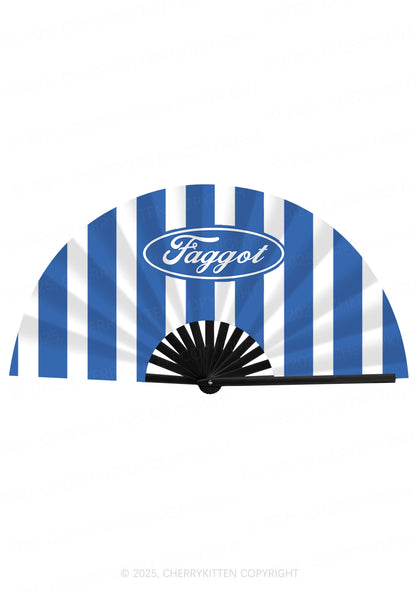 Blue Faggot Pride Y2K Rave Hand Fan Cherrykitten