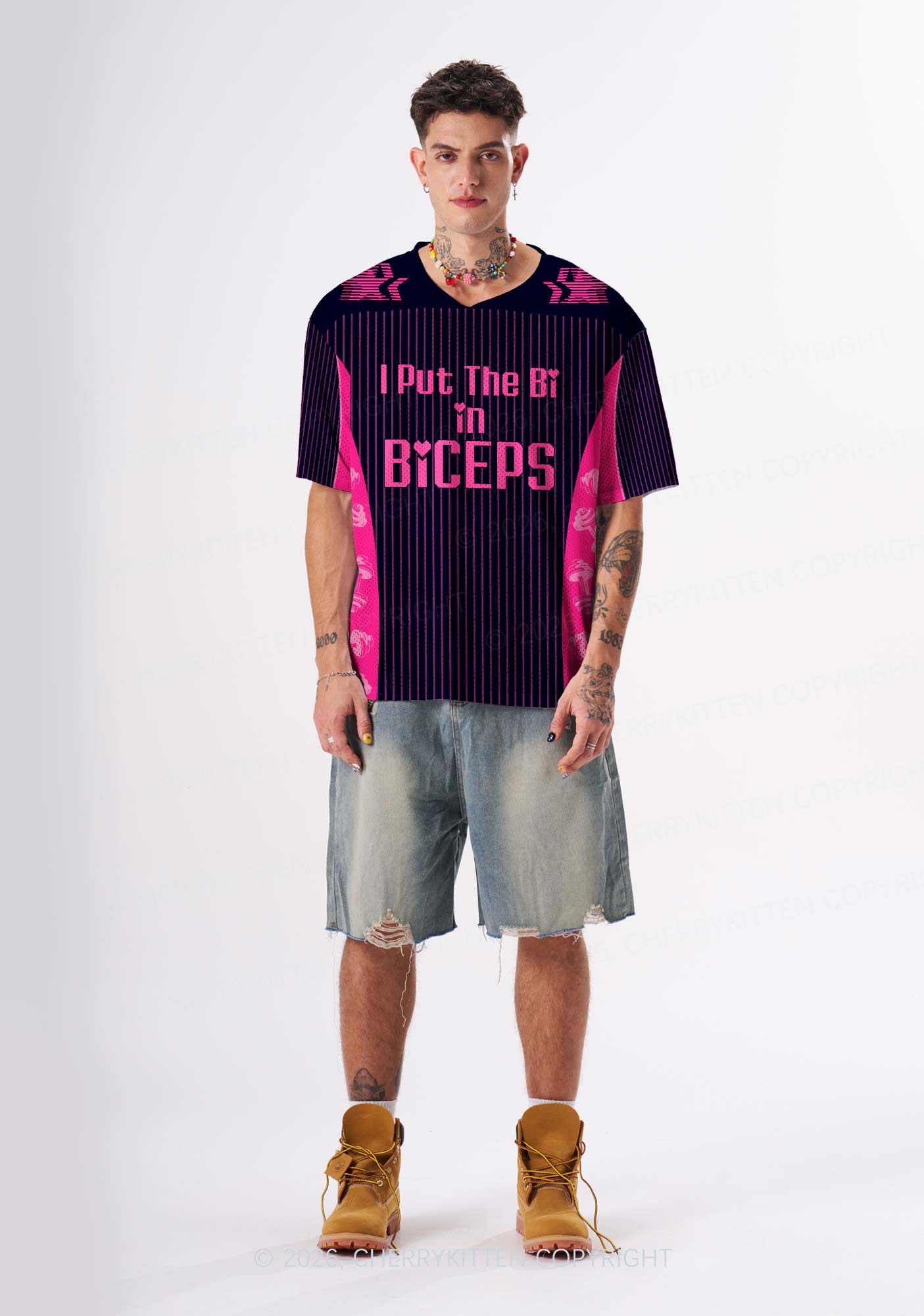 I Put The Bi In Biceps Pride Y2K Sport Jersey Shirts Cherrykitten