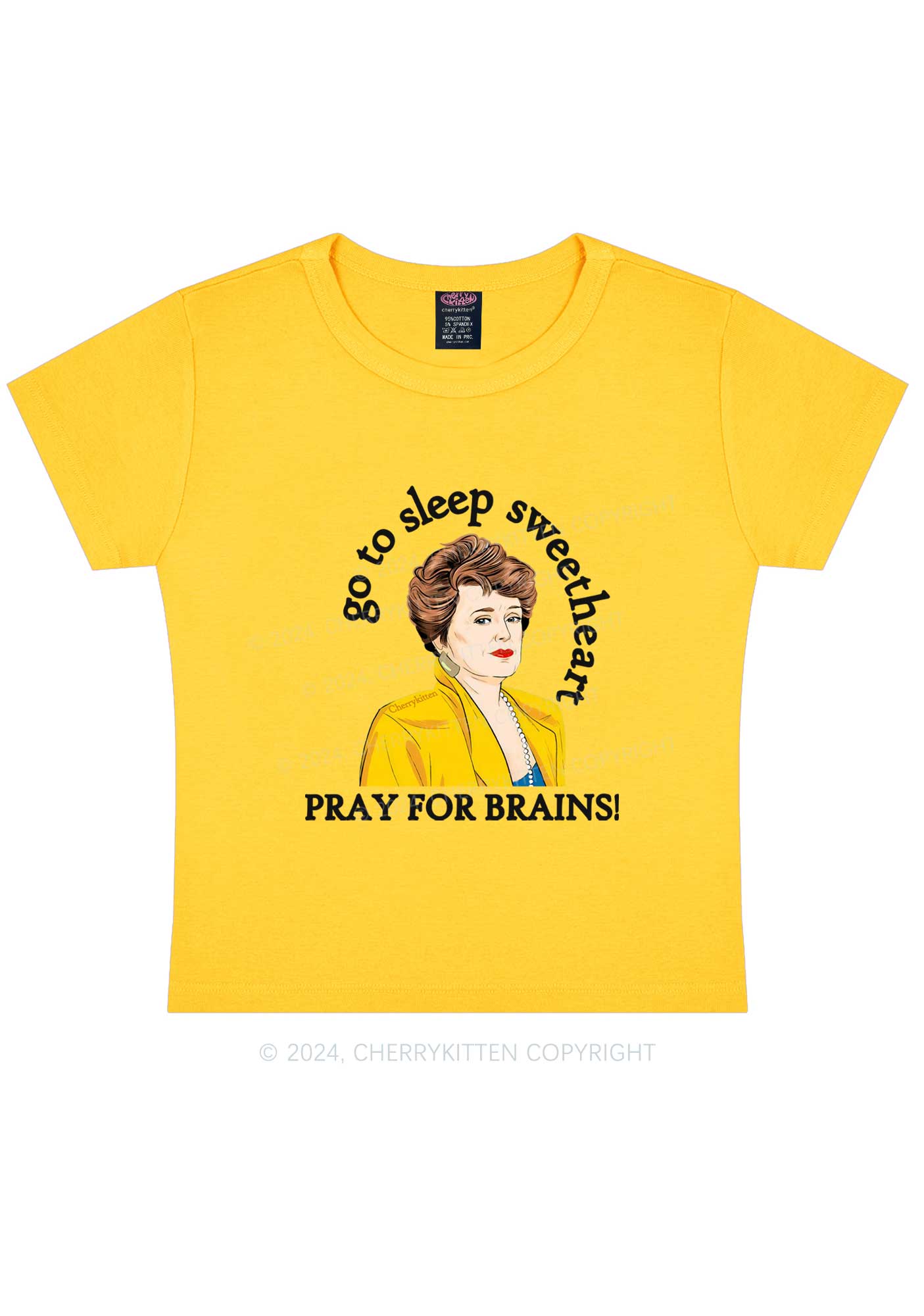 Pray For Brains Y2K Baby Tee Cherrykitten