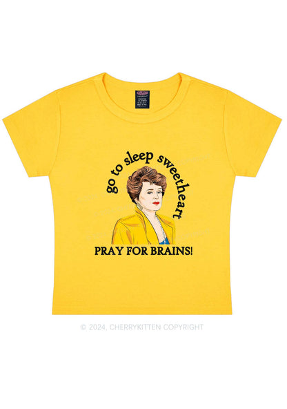 Pray For Brains Y2K Baby Tee Cherrykitten