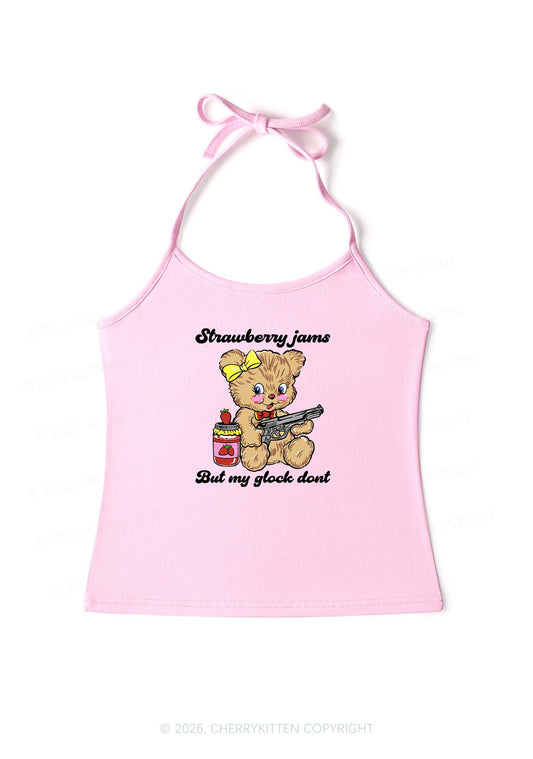 Strawberry Jams Bear Y2K Halter Neck Cami Cherrykitten