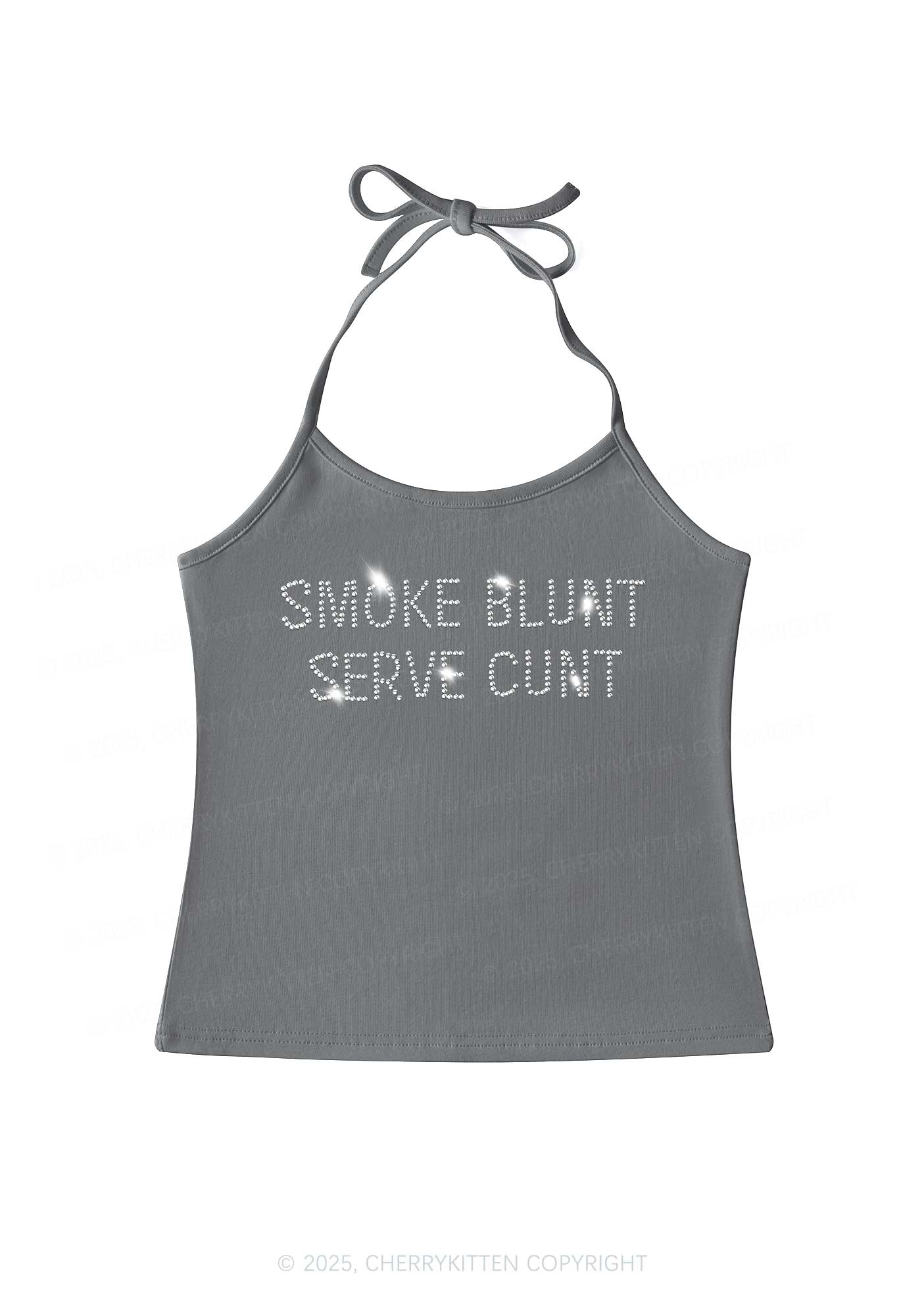 Rhinestone Smoke Blunt Y2K Halter Neck Cami Cherrykitten