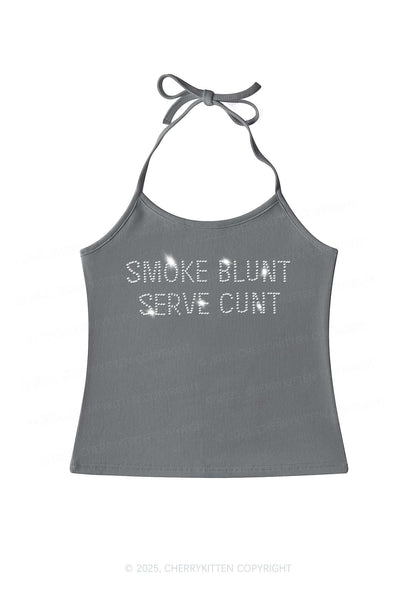 Rhinestone Smoke Blunt Y2K Halter Neck Cami Cherrykitten