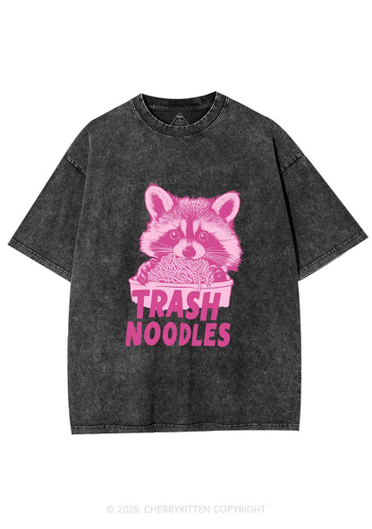 Raccoon Trash Noodles Y2K Shirts Washed Tee Cherrykitten