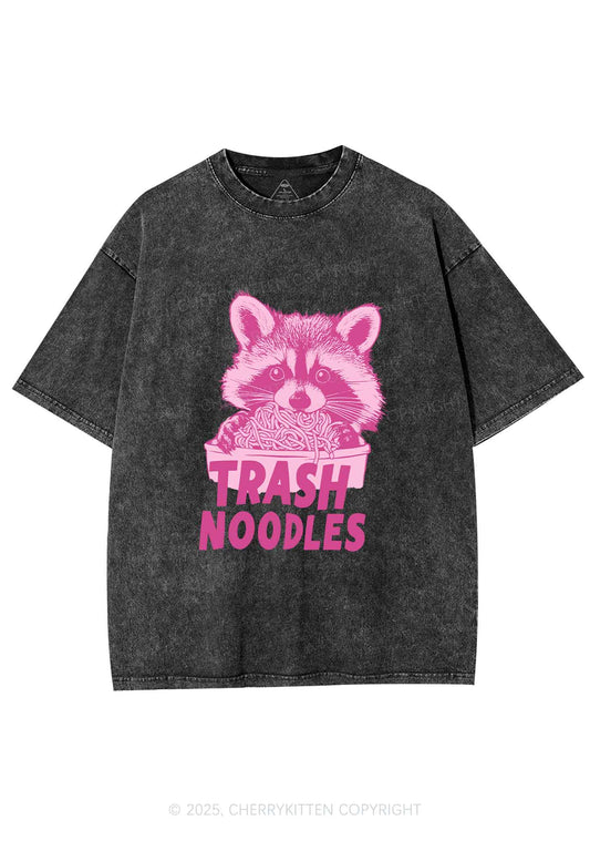 Raccoon Trash Noodles Y2K Shirts Washed Tee Cherrykitten