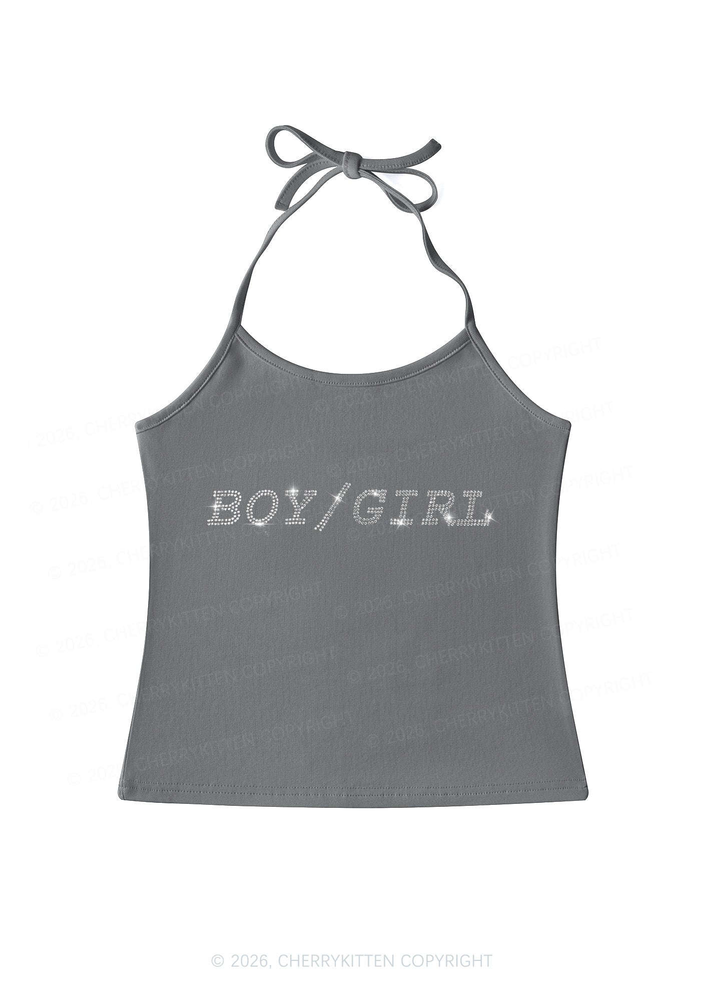 Rhinestone Boy Or Girl Pride Y2K Halter Neck Cami Cherrykitten