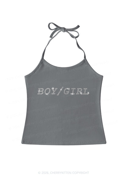 Rhinestone Boy Or Girl Pride Y2K Halter Neck Cami Cherrykitten