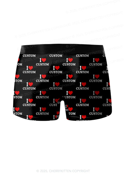 I Love Custom Valentine's Day Y2K Print Couples Boxer Briefs Set Cherrykitten