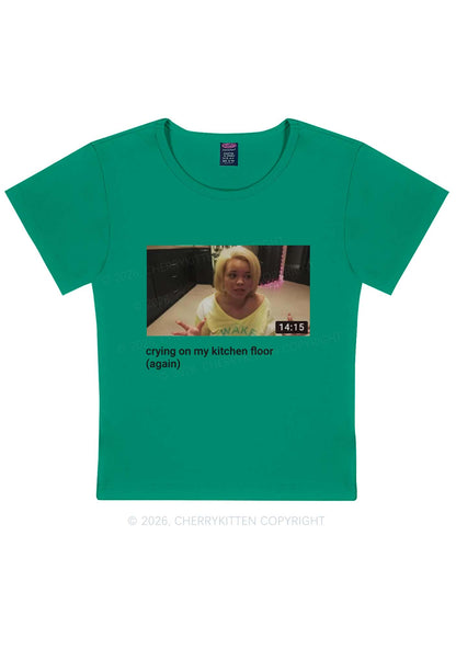 Crying On Kitchen Floor Y2K Baby Tee Cherrykitten