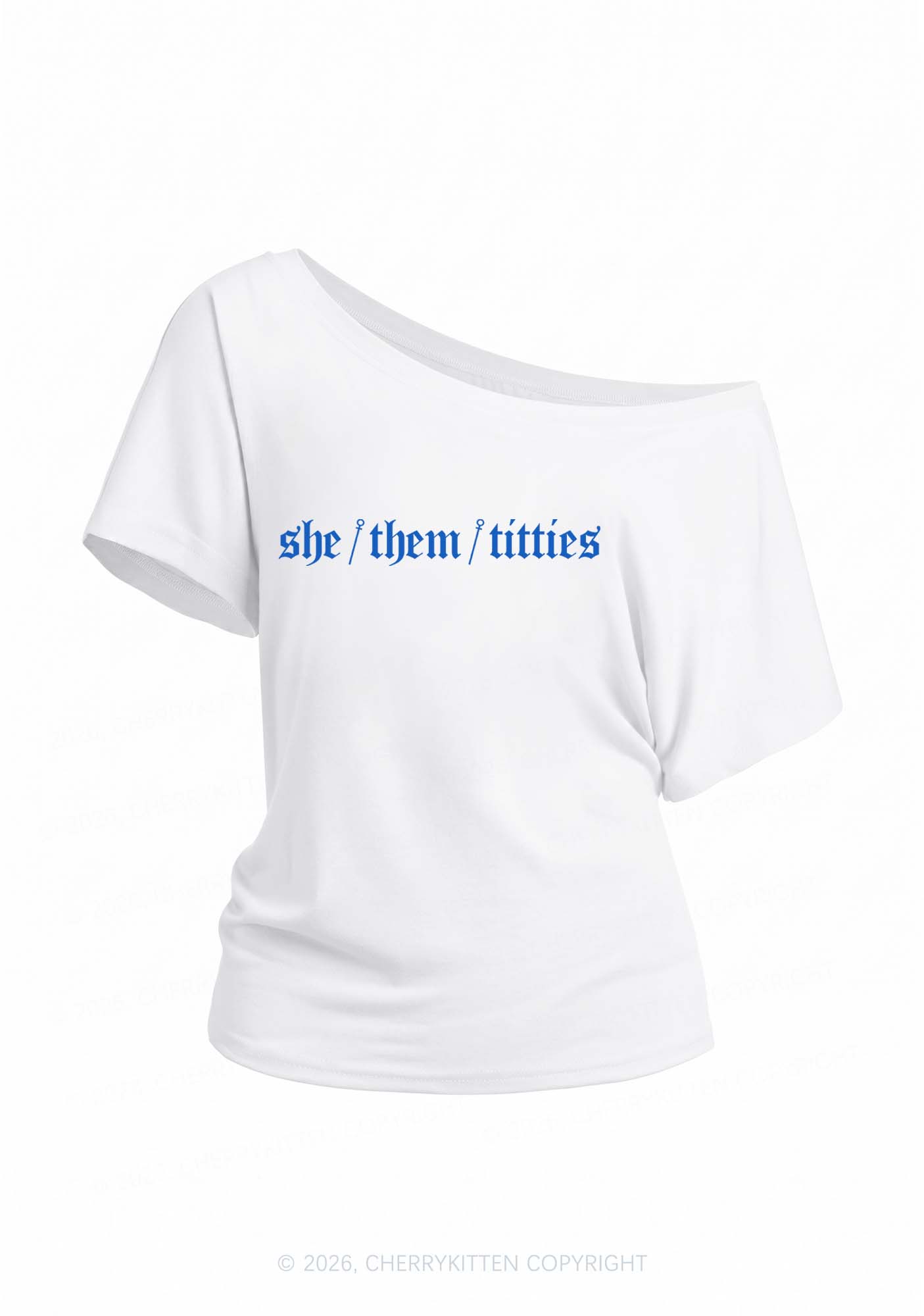 She Them Txtties Pride Y2K Off Shoulder Tee Cherrykitten