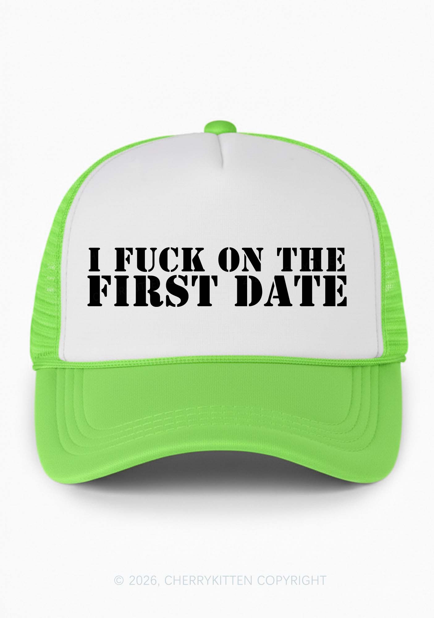 Fxxk On First Date Y2K Colorblock Trucker Hat Cherrykitten