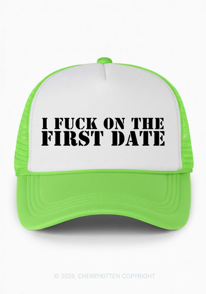 Fxxk On First Date Y2K Colorblock Trucker Hat Cherrykitten