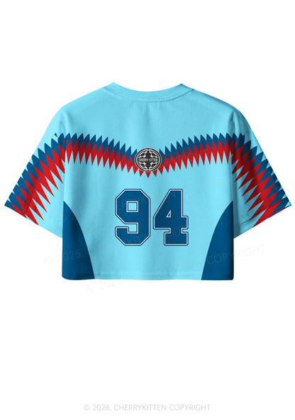 Blue Team Bunny Y2K Crop Sport Jersey Shirts Cherrykitten