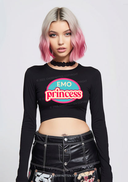 Emo Princess Long Sleeve Crop Top Cherrykitten
