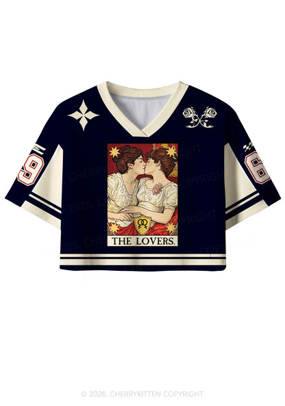 Redhead Women Kissing Pride Y2K Crop Sport Jersey Shirts Cherrykitten