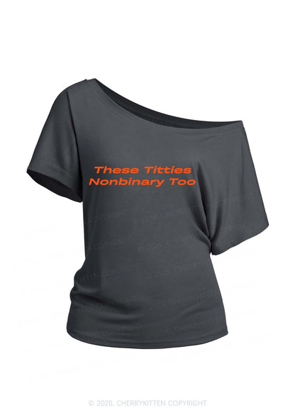 Txtties Nonbinary Too Pride Y2K Off Shoulder Tee Cherrykitten