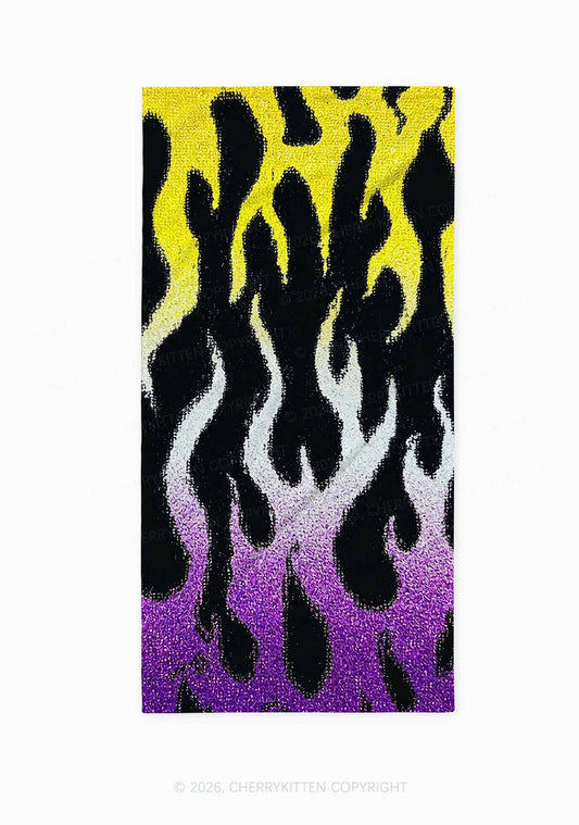 Nonbinary Flame Pride Y2K Beach Towel Cherrykitten