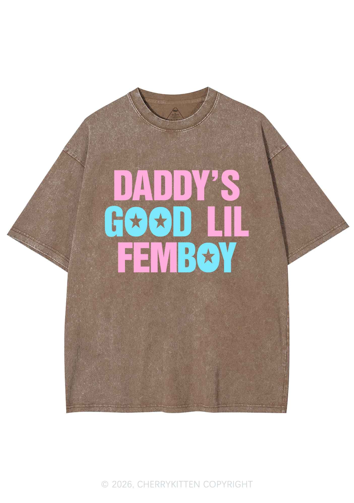 Daddys Good Lil Femboy Pride Y2K Shirts Washed Tee Cherrykitten