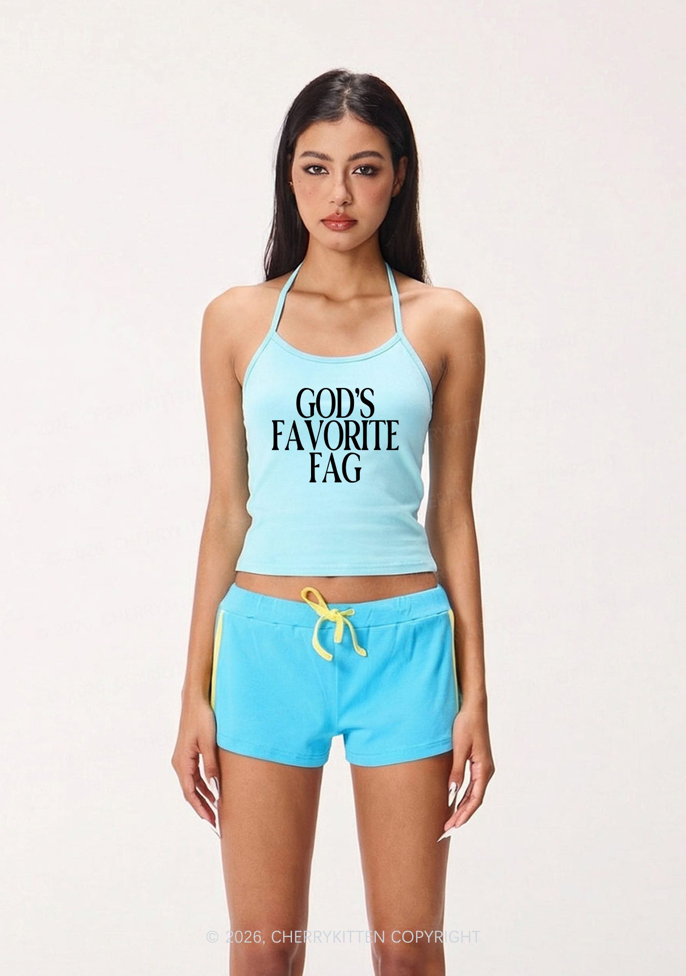 Gods Favorite Fag Pride Y2K Halter Neck Cami Cherrykitten