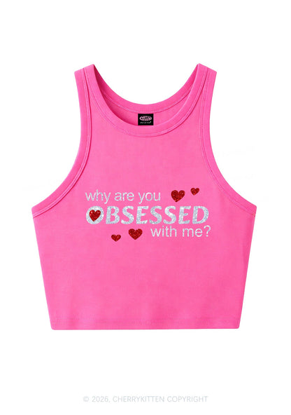 Glitter Obsessed With Me Y2K Crop Tank Top Cherrykitten