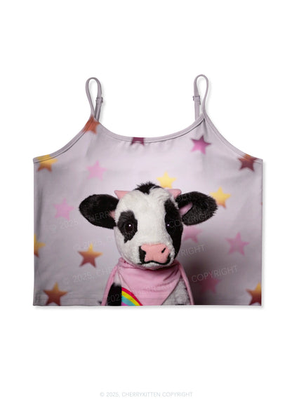 Cow Magic Stars Y2K Print Cami Crop Top Cherrykitten