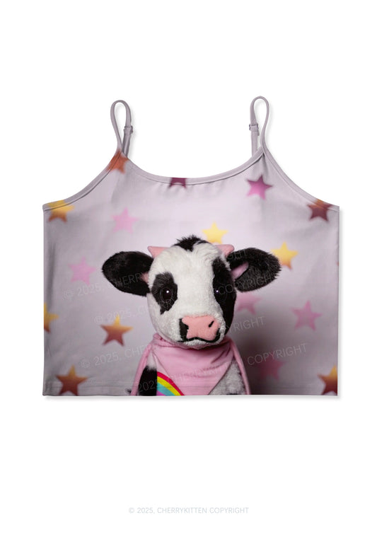 Cow Magic Stars Y2K Print Cami Crop Top Cherrykitten
