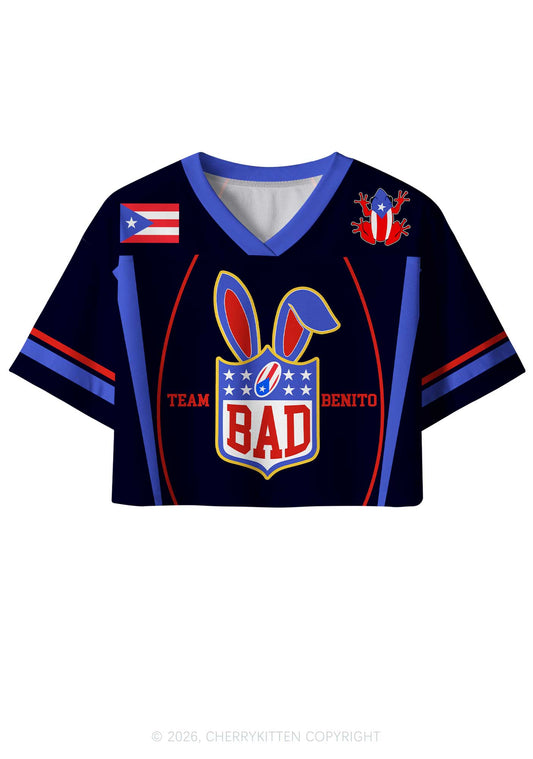 Black Football Bunny Y2K Crop Sport Jersey Shirts Cherrykitten