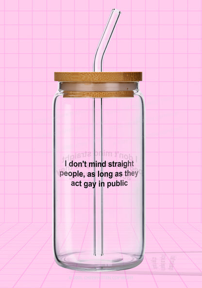 Act Gay In Public Pride Y2K Printed Glass Cup Cherrykitten