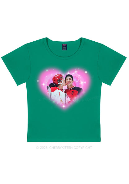 Sparkle Pink Heart Kissing Y2K Baby Tee Cherrykitten